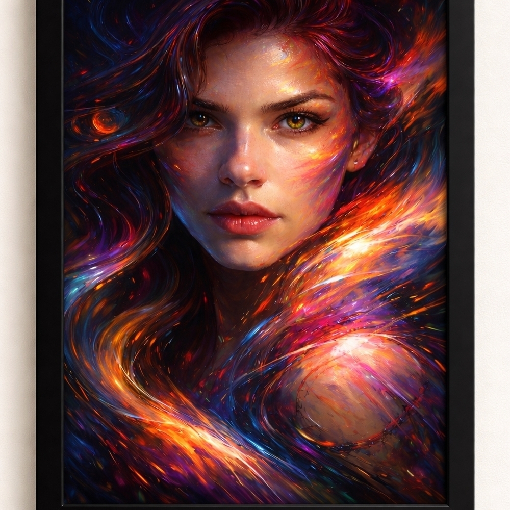 Vibrant Abstract Portrait Art Print In A 8x10 Frame